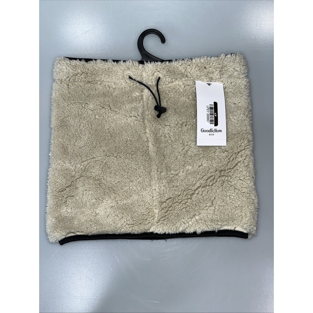 Goodfellow Men OSFM Off White Faux Fur & Fleece Lined Neck Warmer Winter Scarf